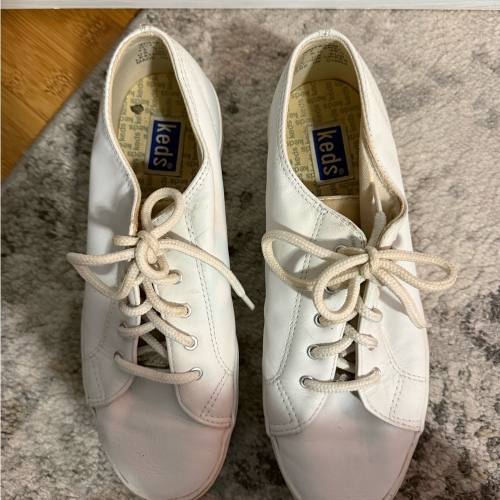Keds Women's White Leather Lace-Up Sneakers